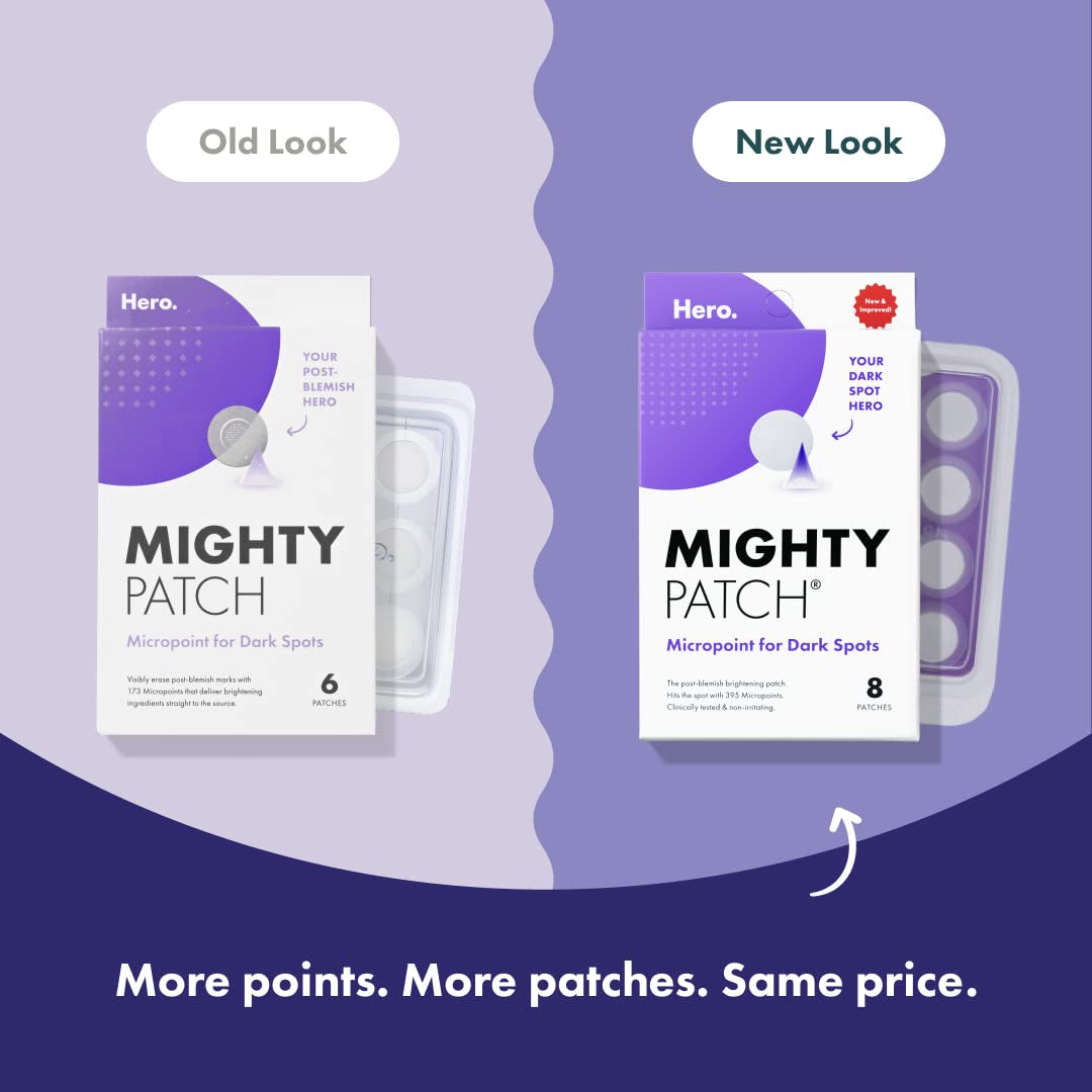 Mighty Patch Micropoint for Dark Spots from Hero Cosmetics - Post-Blemish Dark Spot Patch with 395 Micropoints, Dermatologist Tested and Non-irritating, Not Tested on Animals (8 Count)