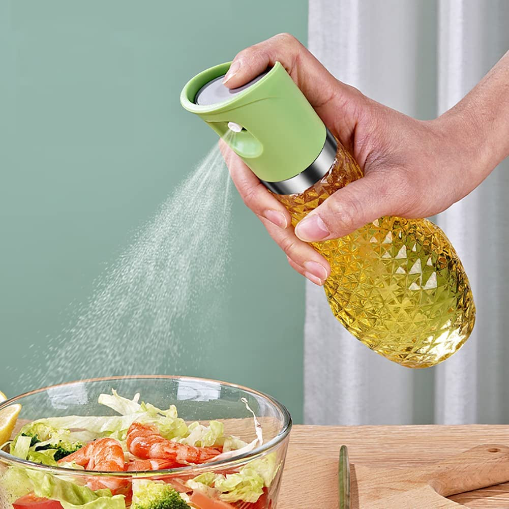 Olive Oil Sprayer Mister for Cooking Oil Spray bottle for Air Fryer Cooking Spritzer Glass Bottle Kitchen Gadgets for BBQ,Salad,Baking,Grill 260ml (Green)