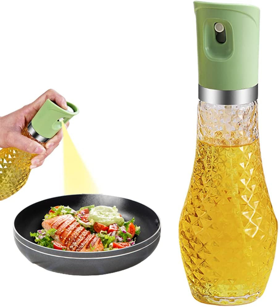Olive Oil Sprayer Mister for Cooking Oil Spray bottle for Air Fryer Cooking Spritzer Glass Bottle Kitchen Gadgets for BBQ,Salad,Baking,Grill 260ml (Green)