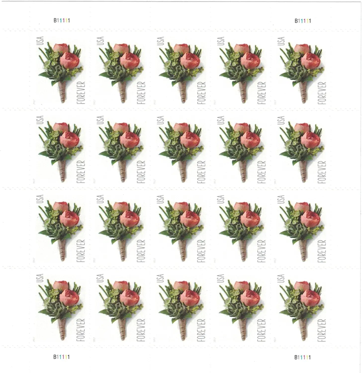 USPS Celebration Boutonniere 2017 Forever Stamps - Booklet of 20 Postage Stamps