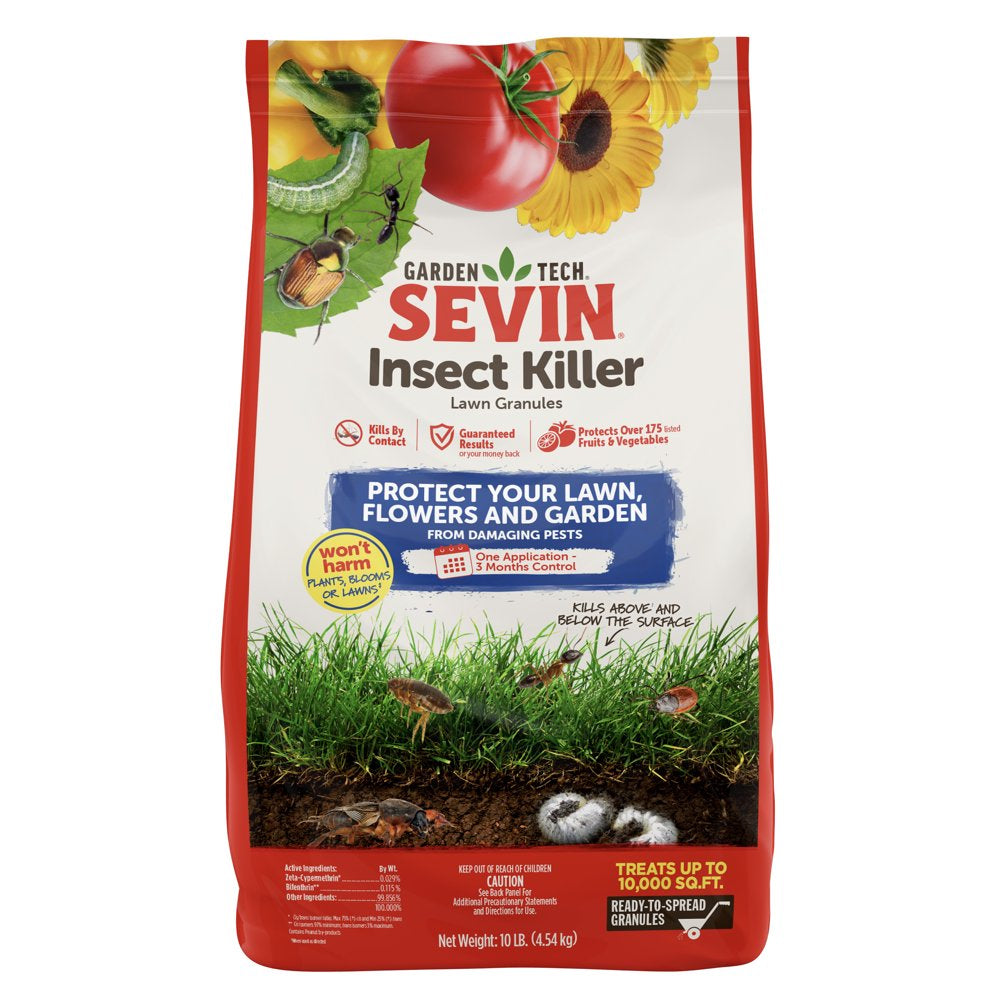 Sevin Insect Killer Outdoor Lawn Granules, 20 Lb. - Treats up to 20,000 Sq. Ft