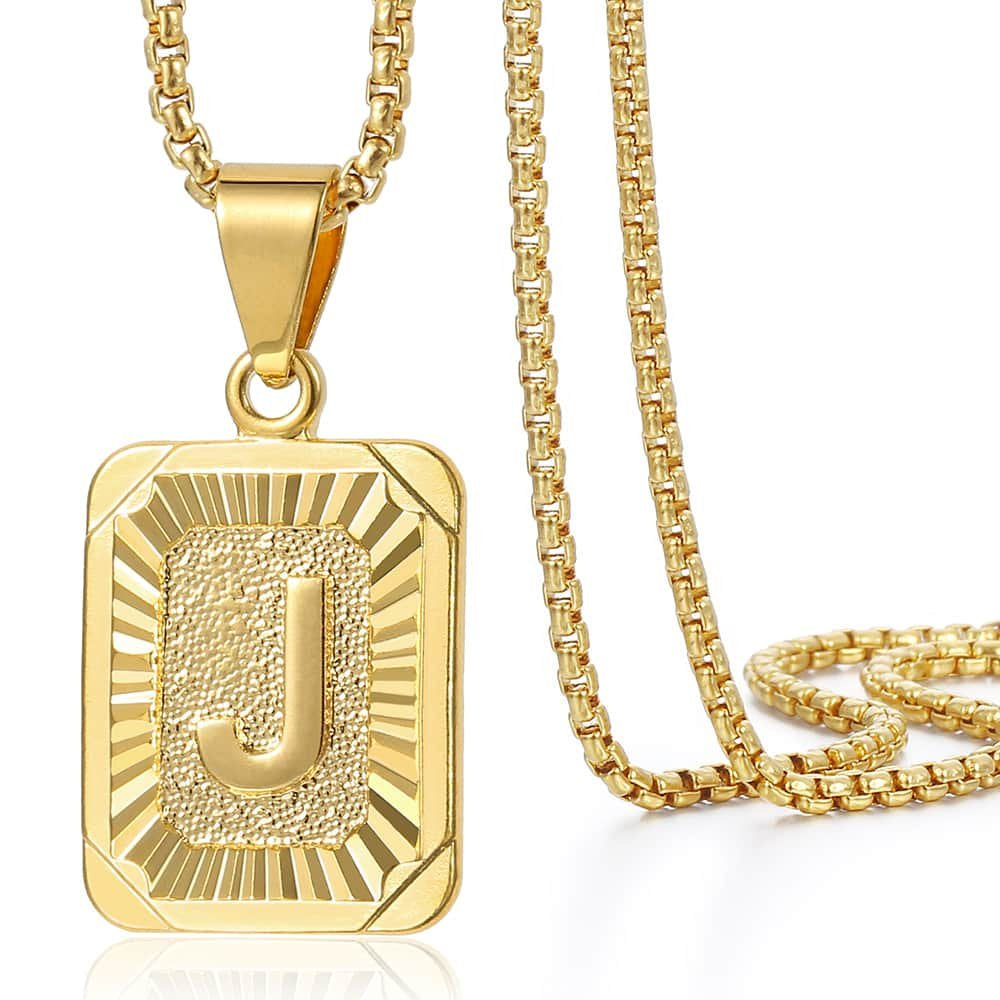 Gold Filled A-Z Initial Necklace - Pendant & Box Chain - 22