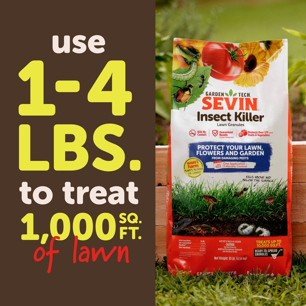 Sevin Insect Killer Outdoor Lawn Granules, 20 Lb. - Treats up to 20,000 Sq. Ft