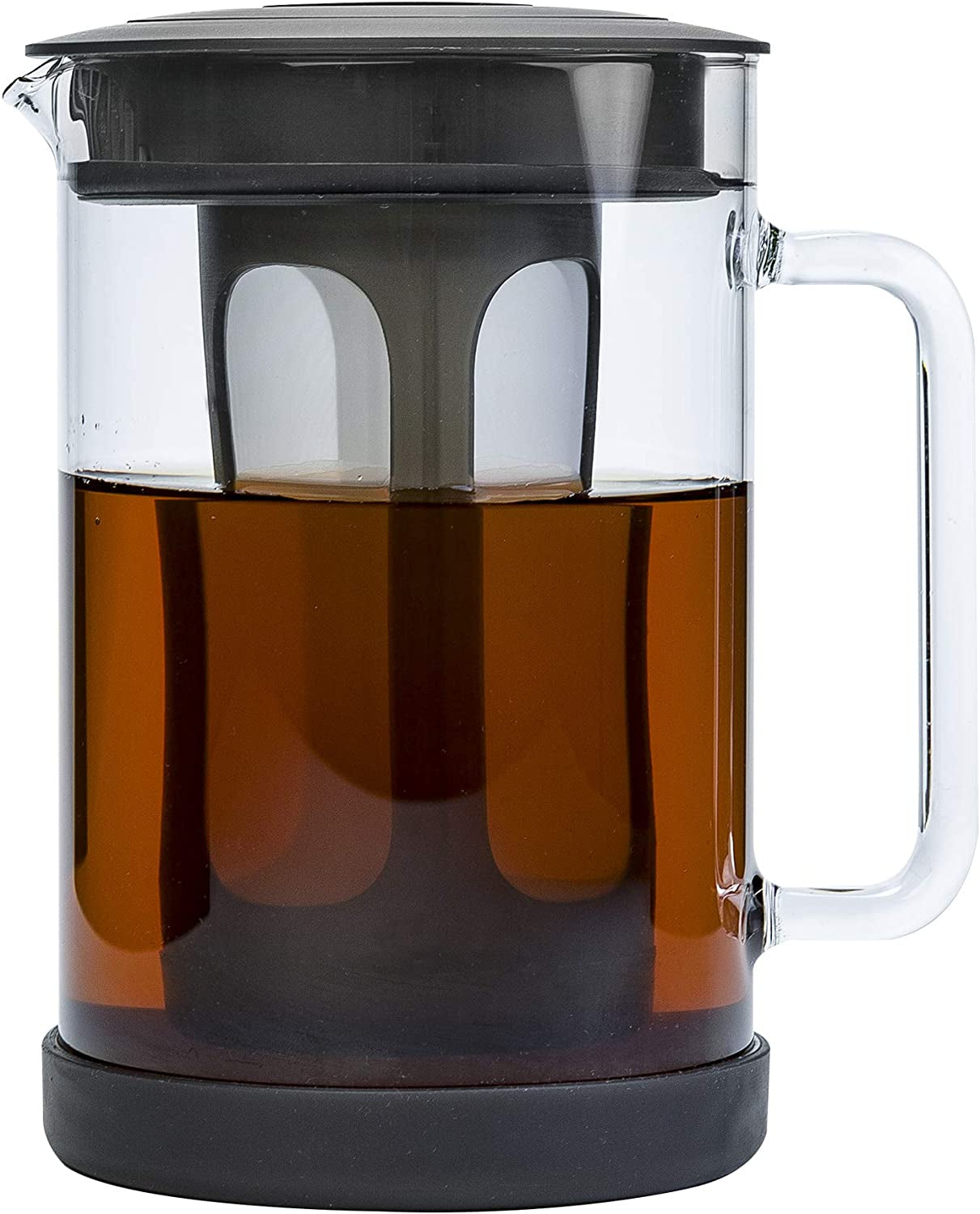 Cold Brew Iced Coffee Maker with Durable Glass Pitcher and Airtight Lid, Dishwasher Safe, Perfect 6 Cup Size, 1.6 Qt