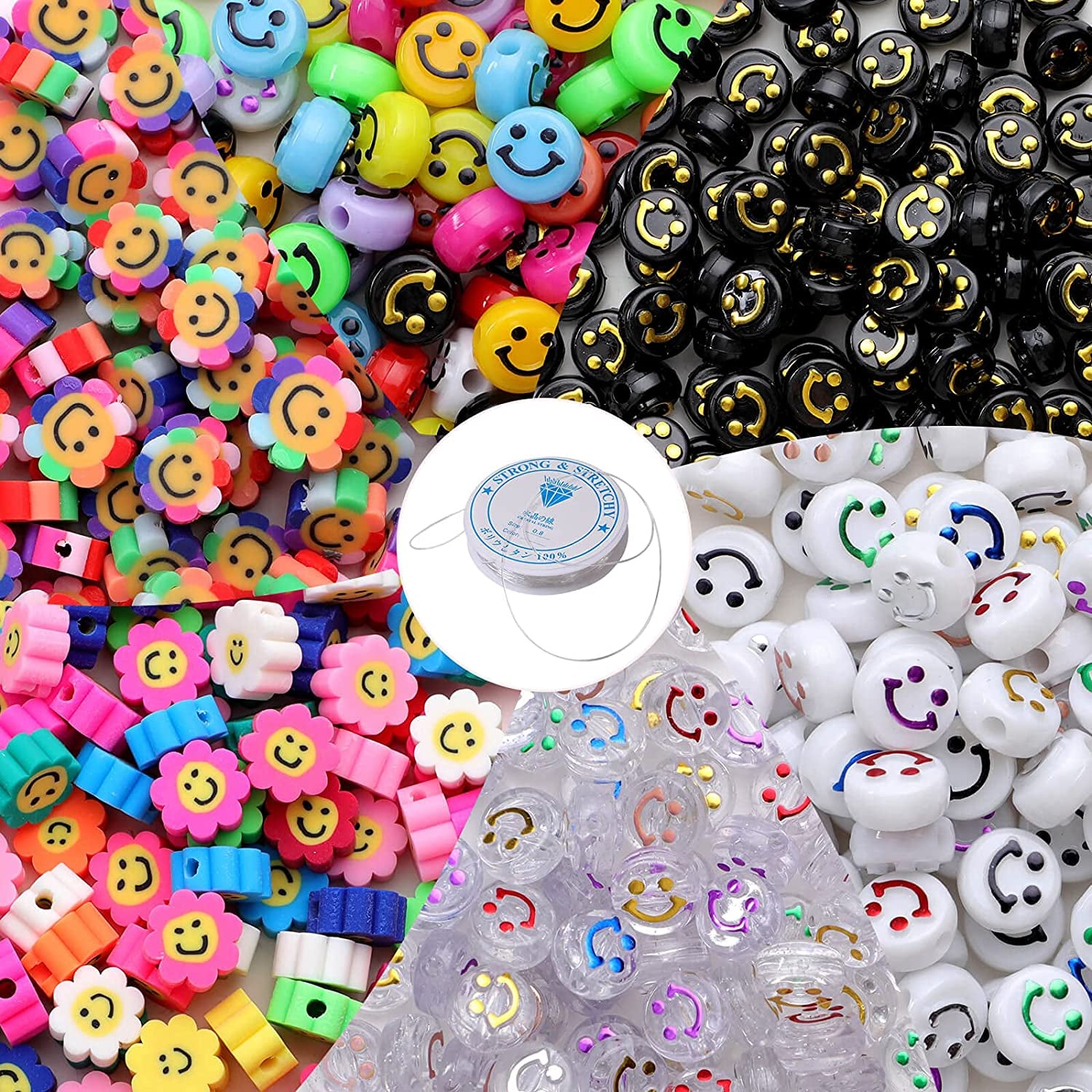 600Pcs  Variety Smiley Face Beads