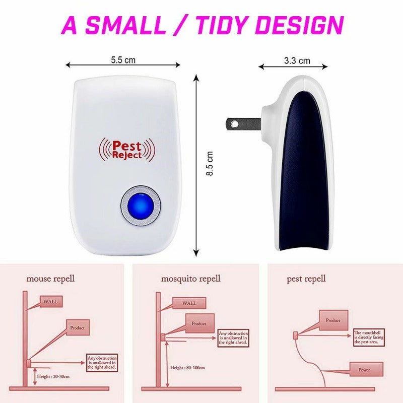 6-Pack Electronic & Ultrasound, Indoor Plug-In Repellent, Anti Mice, Insects, Bugs, Ants, Mosquitos, Rats, Roaches, Rodents