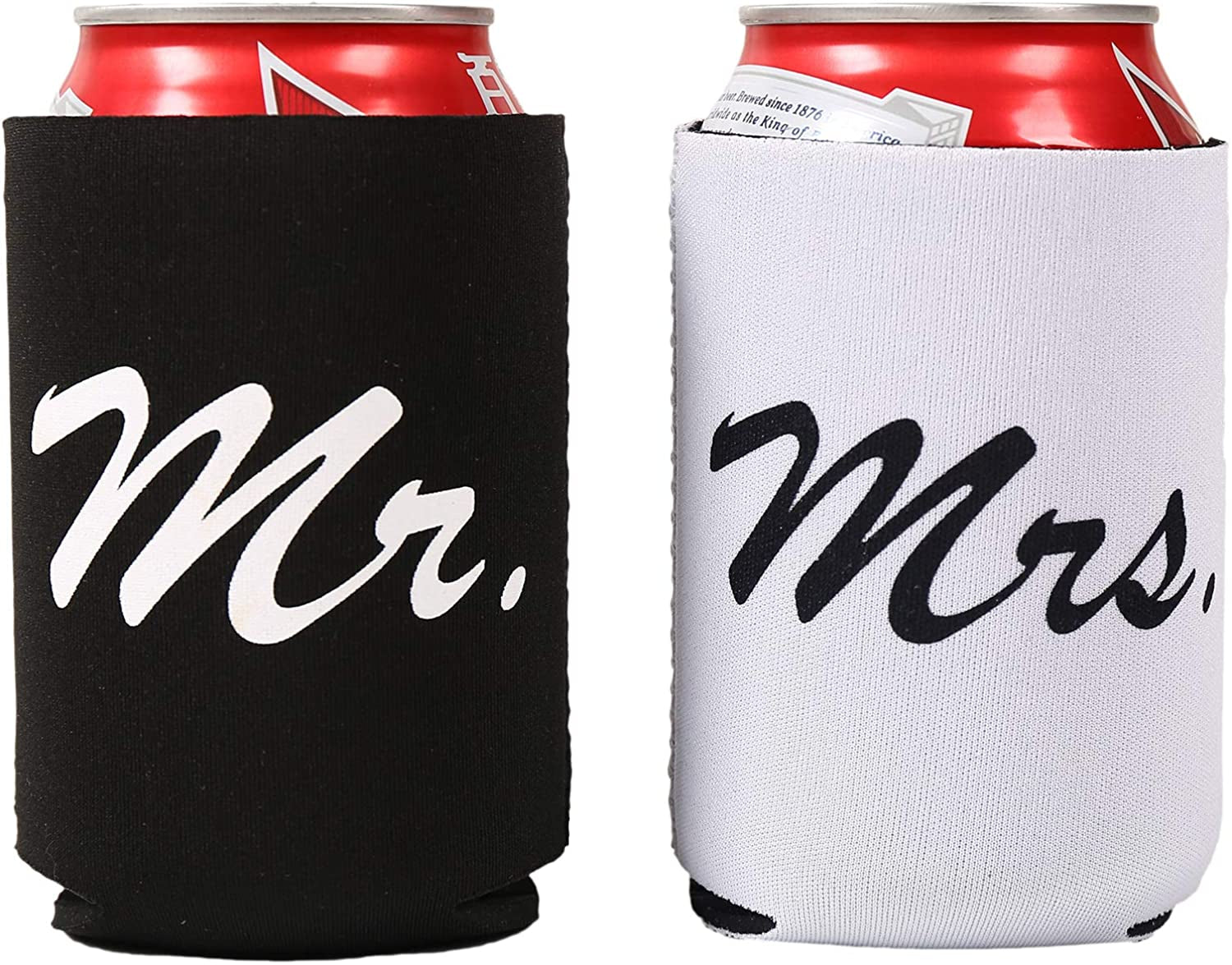 Mr and Mrs  Matching Wedding Baseball Caps and Can Coolers