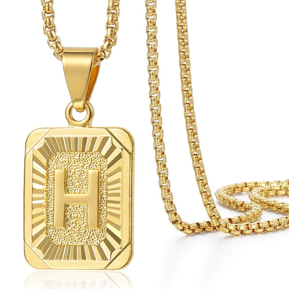 Gold Filled A-Z Initial Necklace - Pendant & Box Chain - 22