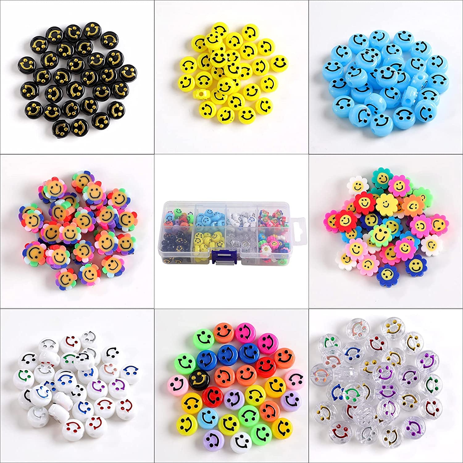 600Pcs  Variety Smiley Face Beads