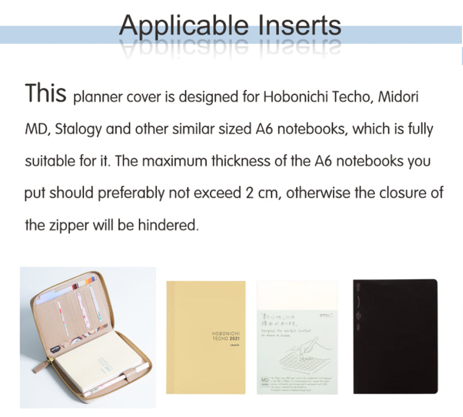 Moterm Leather Cover for A6 Notebooks - Fits Hobonichi, Stalogy and Midori  MD Planners, with Pen Loop, Card Slots and Back Pocket (Pebbled-Dusty Rose