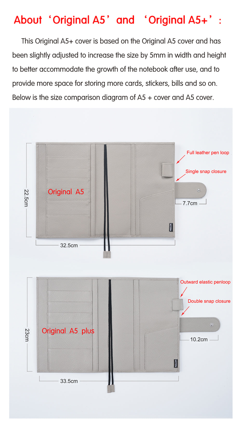 Moterm Original Series A5 Plus Cover for Hobonichi Cousin A5 Notebook  Genuine Croc Grain Leather Planner Organizer Agenda Diary