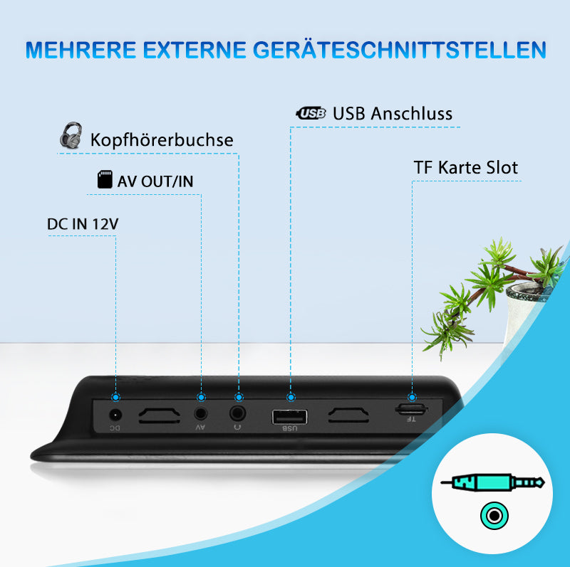 12 Zoll 1366×768 IPS-Bildschirm Auto Kopfstützen DVD Player für Kinder mit Universal Kopfhörer, Unterstützt AV Ein- und Ausgang, USB/SD, Last Memory