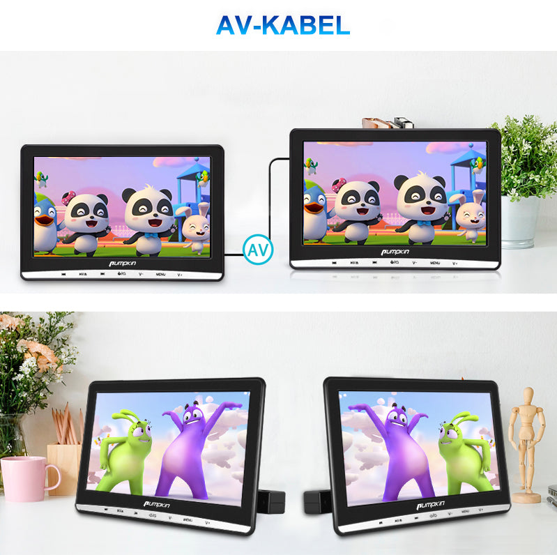 12 Zoll 1366×768 IPS-Bildschirm Auto Kopfstützen DVD Player für Kinder mit Universal Kopfhörer, Unterstützt AV Ein- und Ausgang, USB/SD, Last Memory
