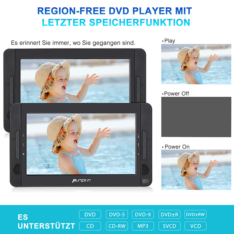 tragbarer dvd player mit 2 bildschirmen