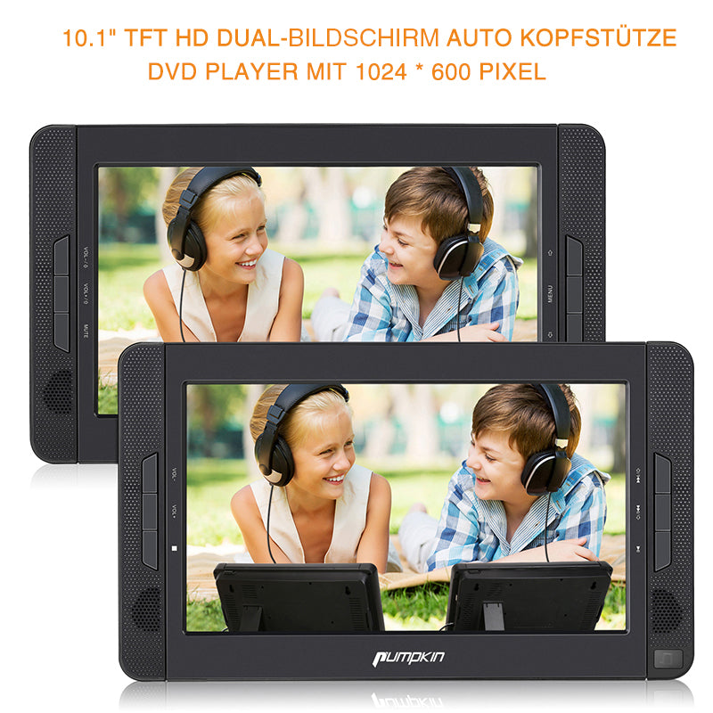 Naviskauto 10,1 Zoll 2 Bildschirme Kopfstütze Auto DVD Player, Tragbarer TV mit 2 Universial Kopfhörern und Langer Akkulaufzeit, Unterstütz USB/SD
