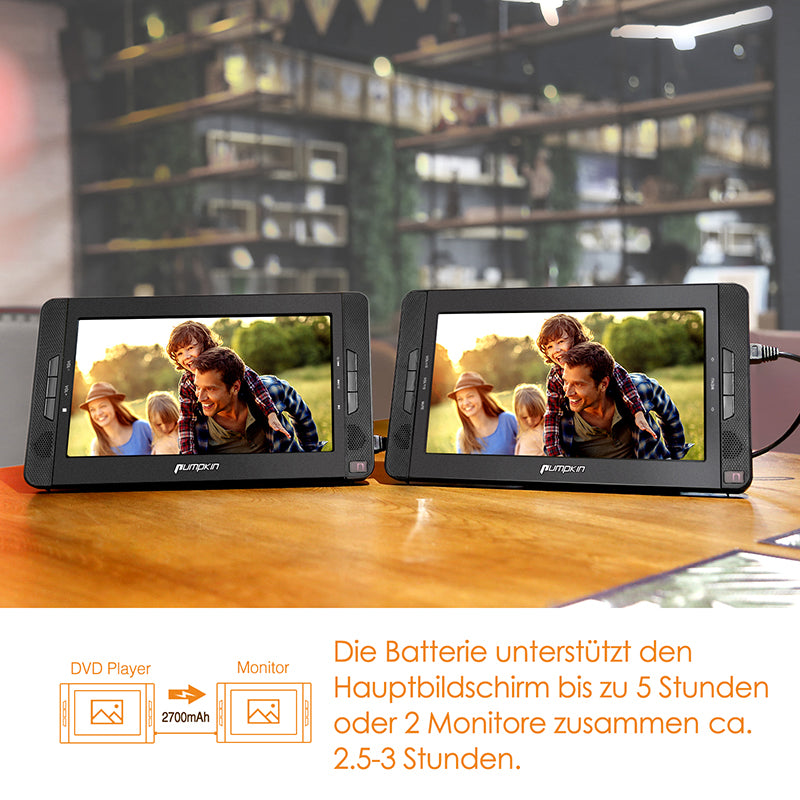 Naviskauto 10,1 Zoll 2 Bildschirme Kopfstütze Auto DVD Player, Tragbarer TV mit 2 Universial Kopfhörern und Langer Akkulaufzeit, Unterstütz USB/SD