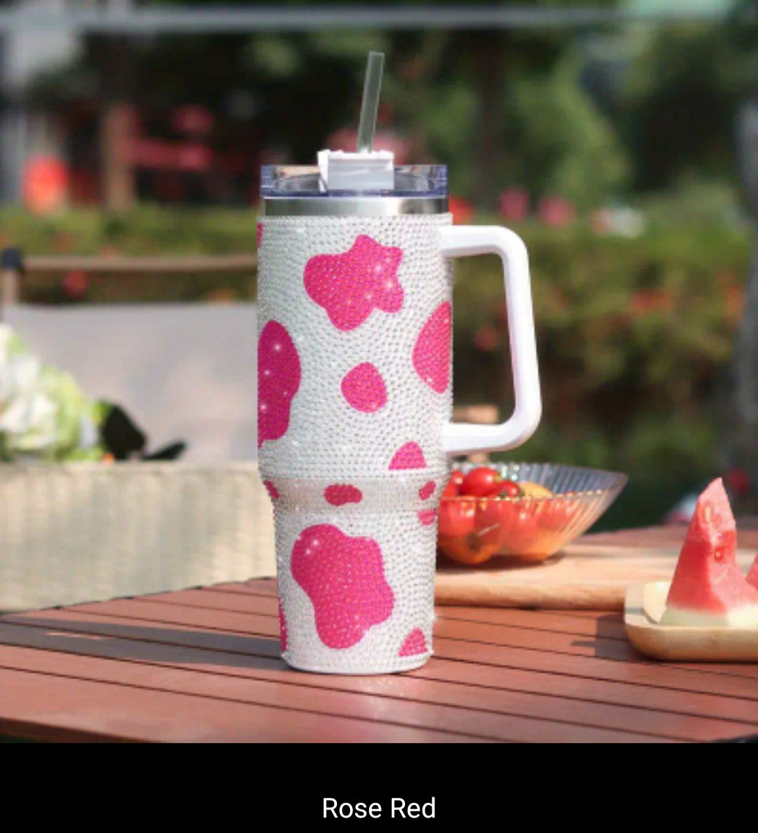 Sparkling Cow Print Rhinestone Studded 40 oz. Tumbler