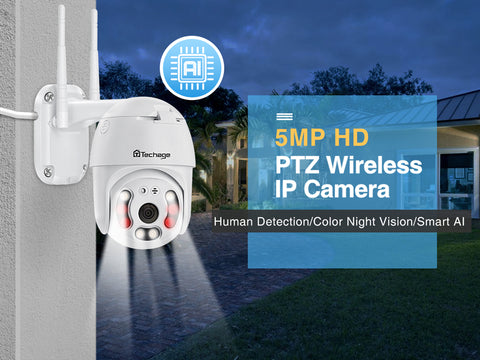 camera techage wifi 5mp ptz ai wireless security ip outdoor audio way