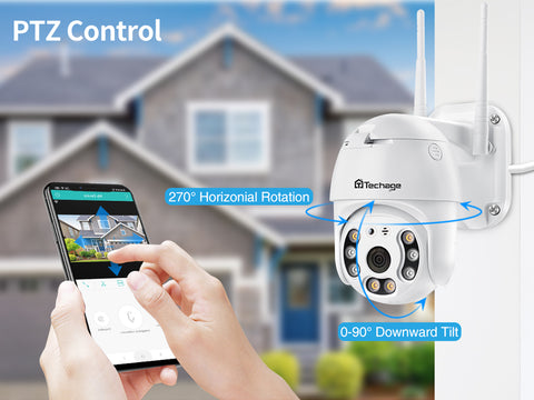 Techage 5MP PTZ WIFI IP Camera Outdoor Wireless AI Security Camera Two