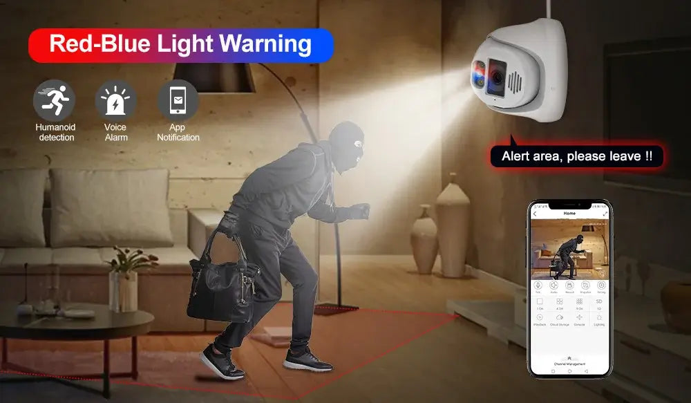 Warnung vor rotem und blauem Licht