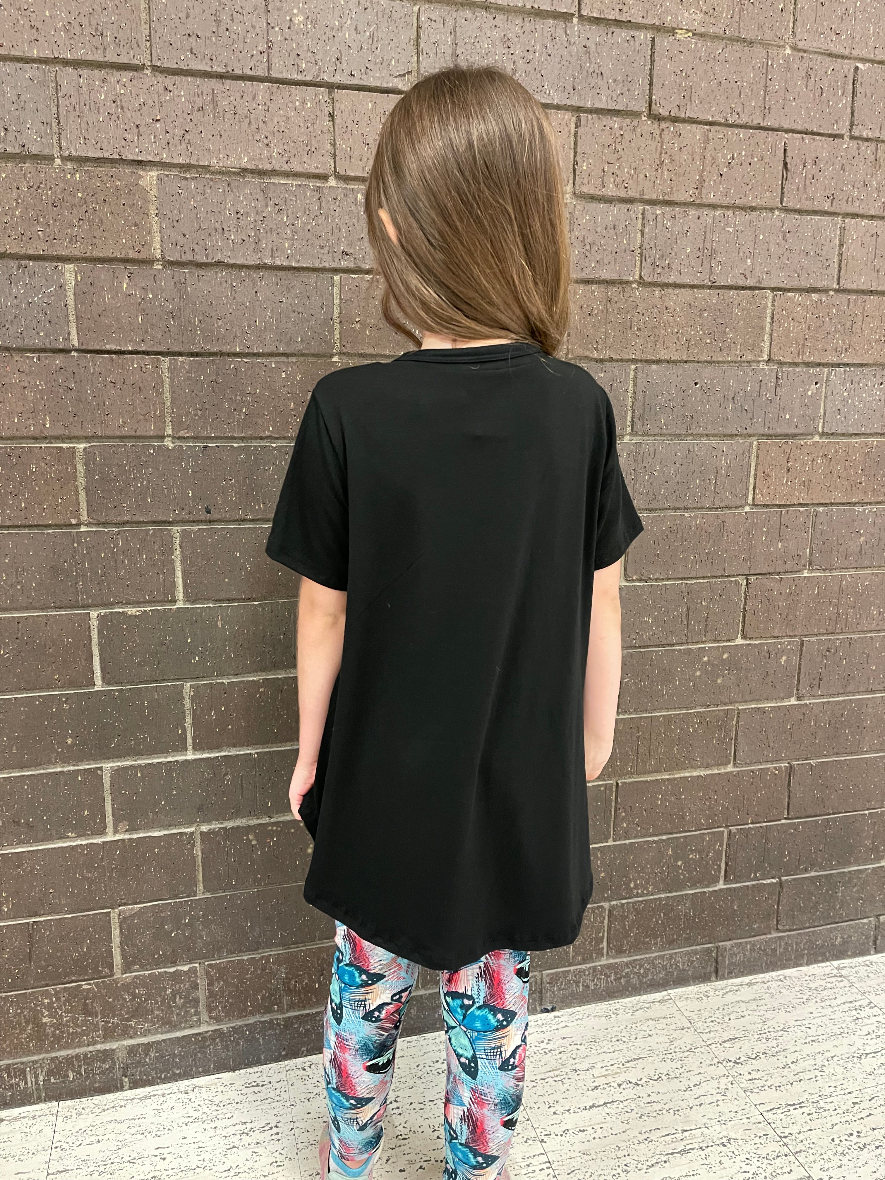 Kids Solid Cross Top - Black