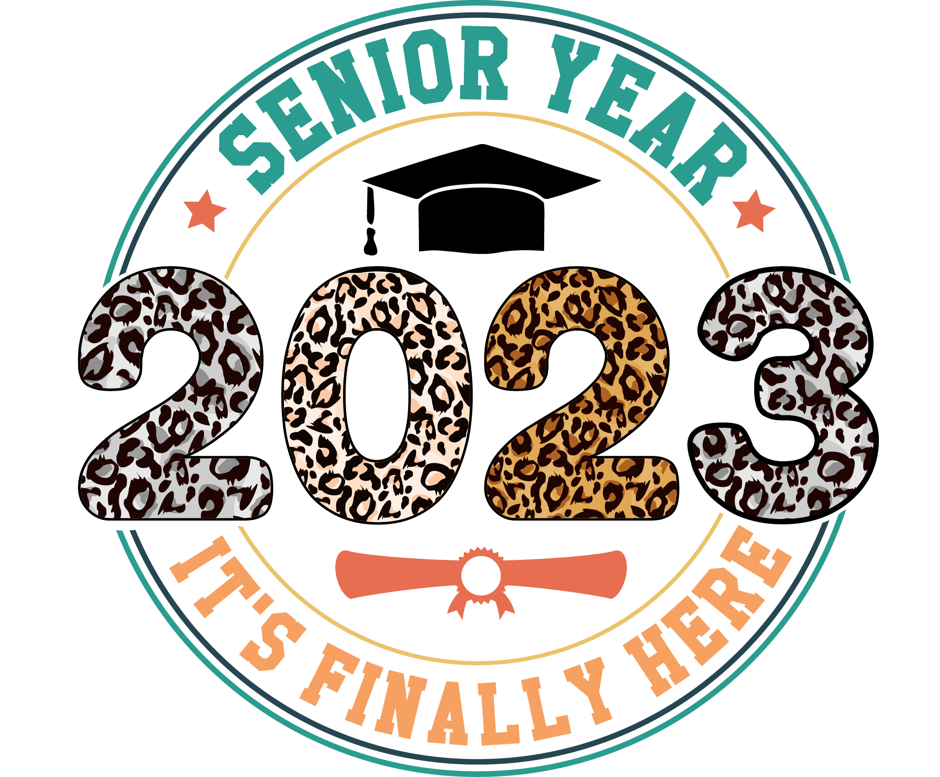 Senior Year leopard 2023 circle Design Transfer