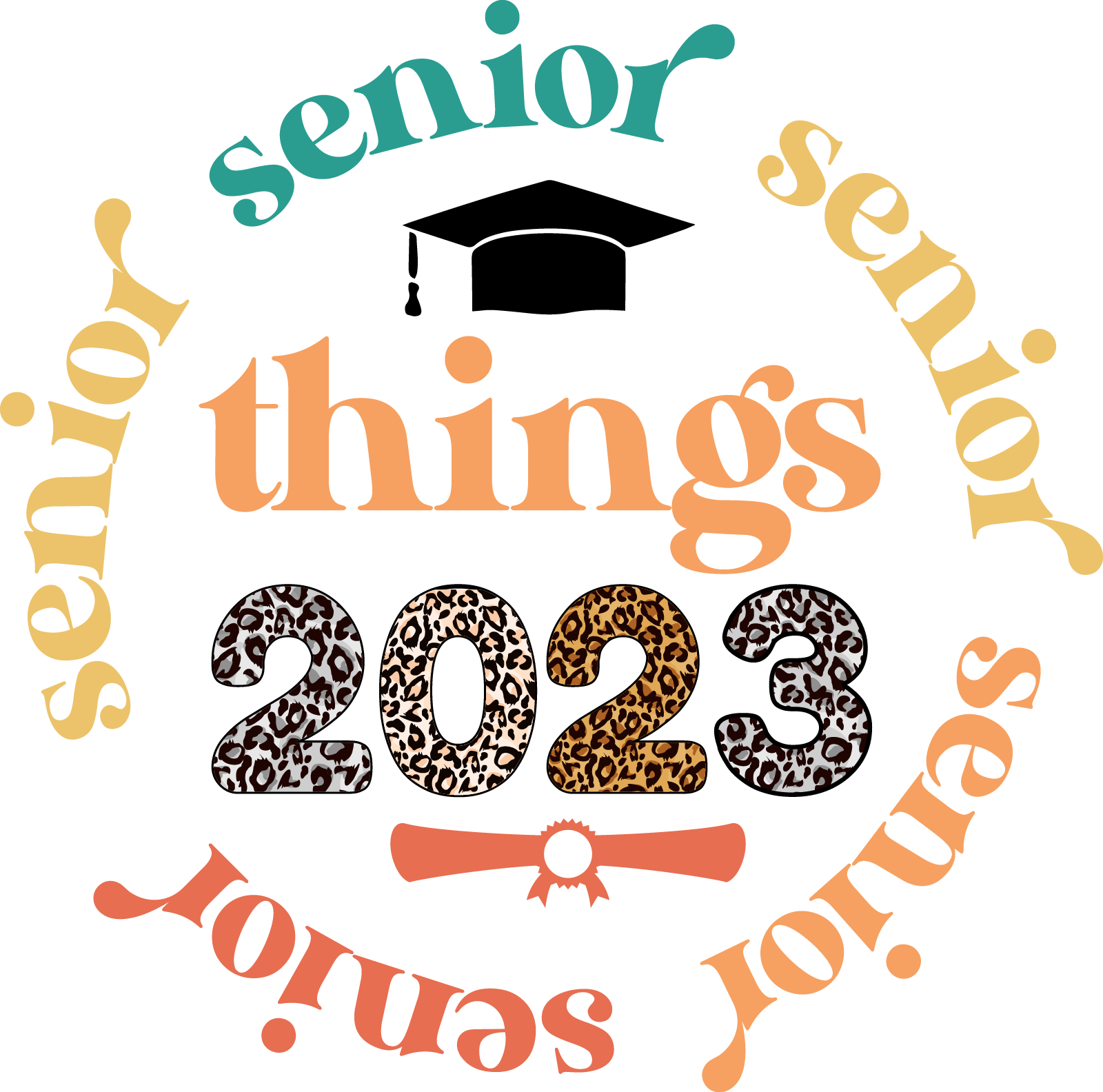 Senior things leopard 2023 circle Design Transfer
