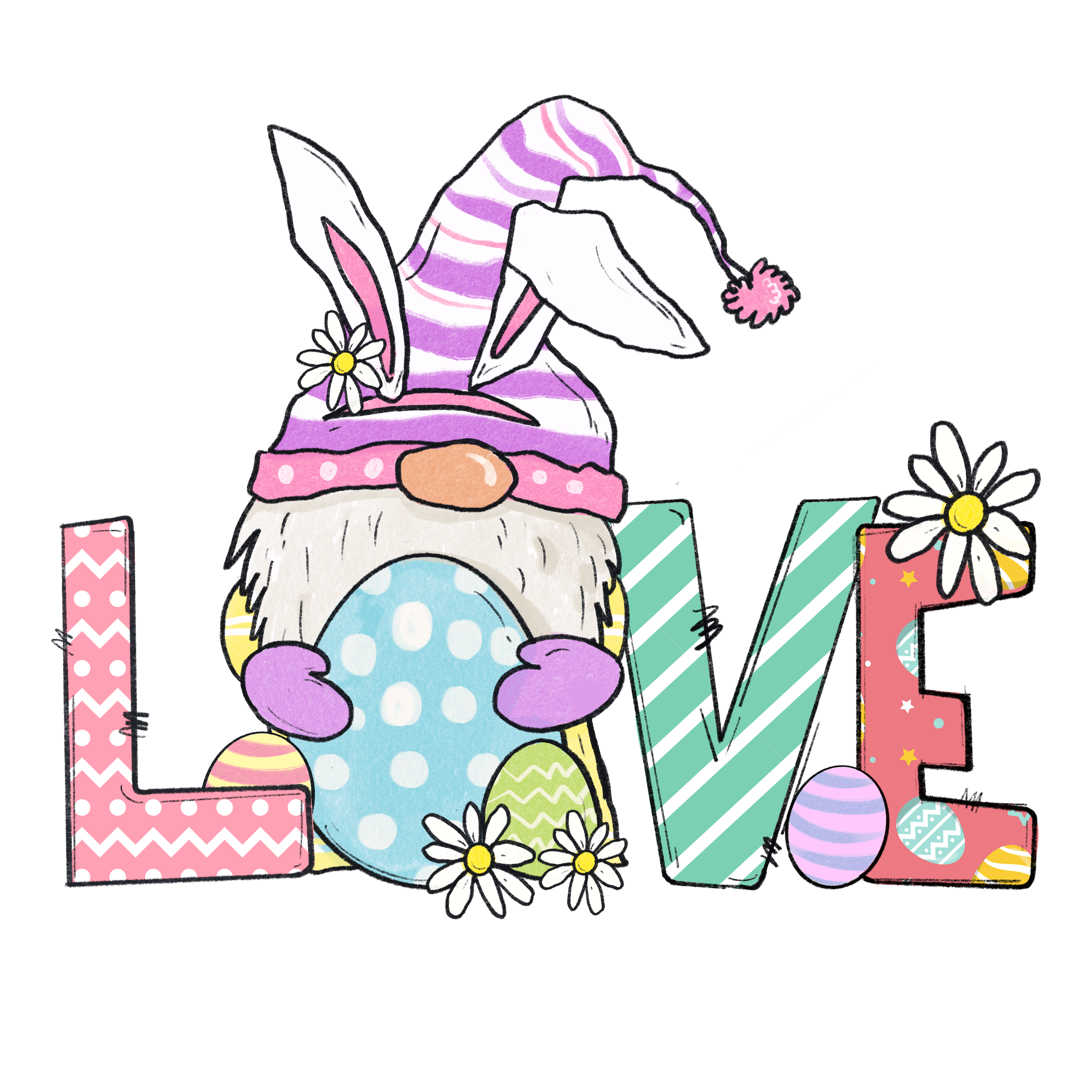 Gnome Easter Love Design Transfer