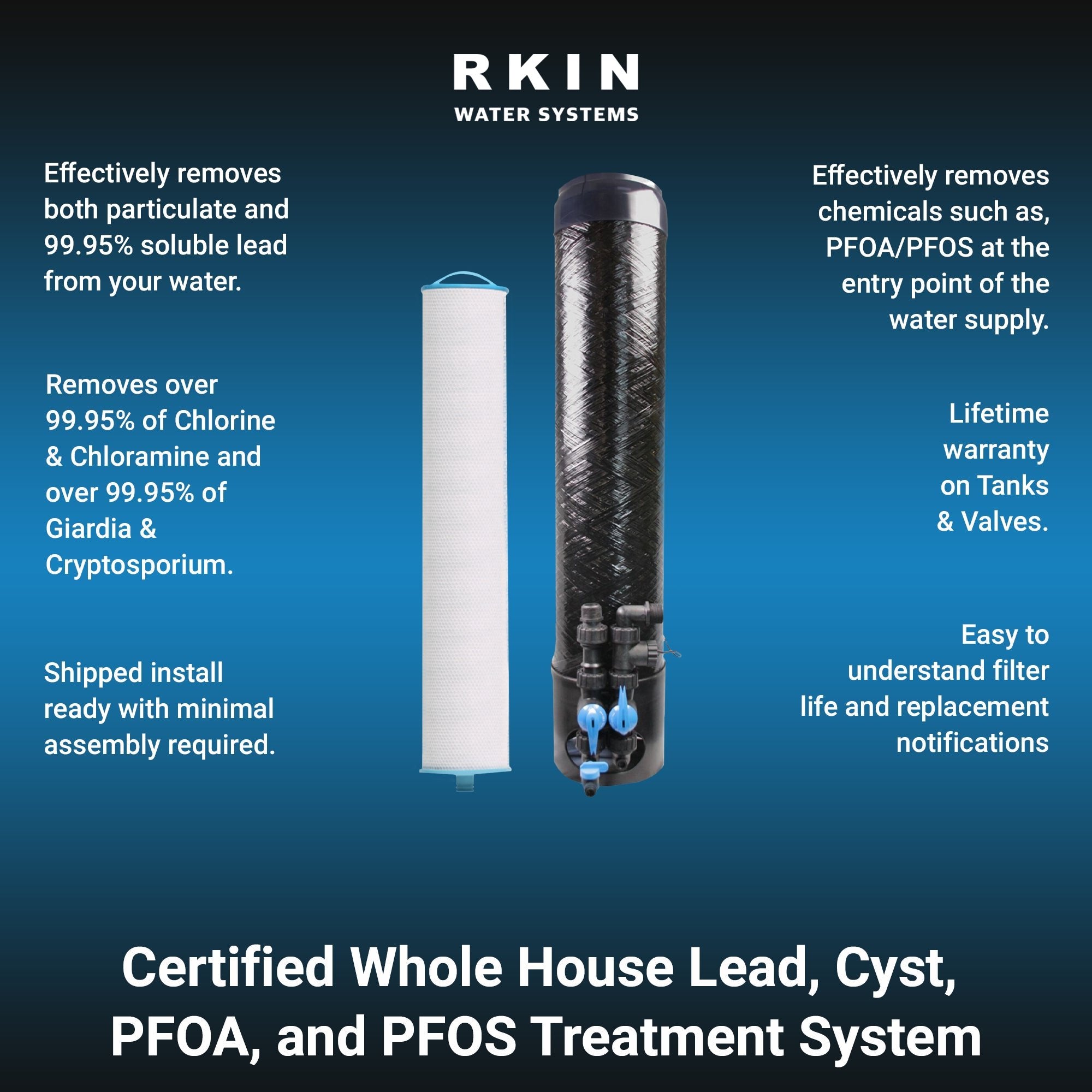 OP1L Certified Whole House Lead, Cyst, PFOA, and PFOS Water Filter System