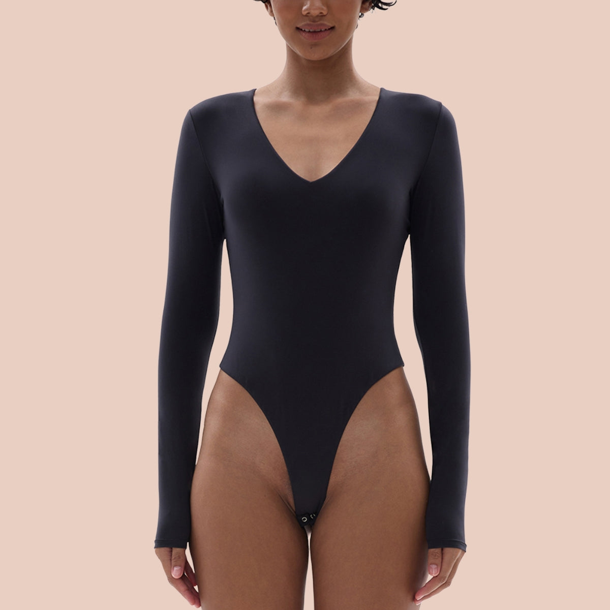 SHAPERX Bodysuit for Women V Neck Long Sleeve Body Suit