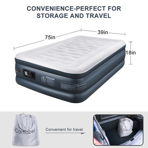 Air Bed Mattress Queen Size 22 with Built-In Electric Pump Raised