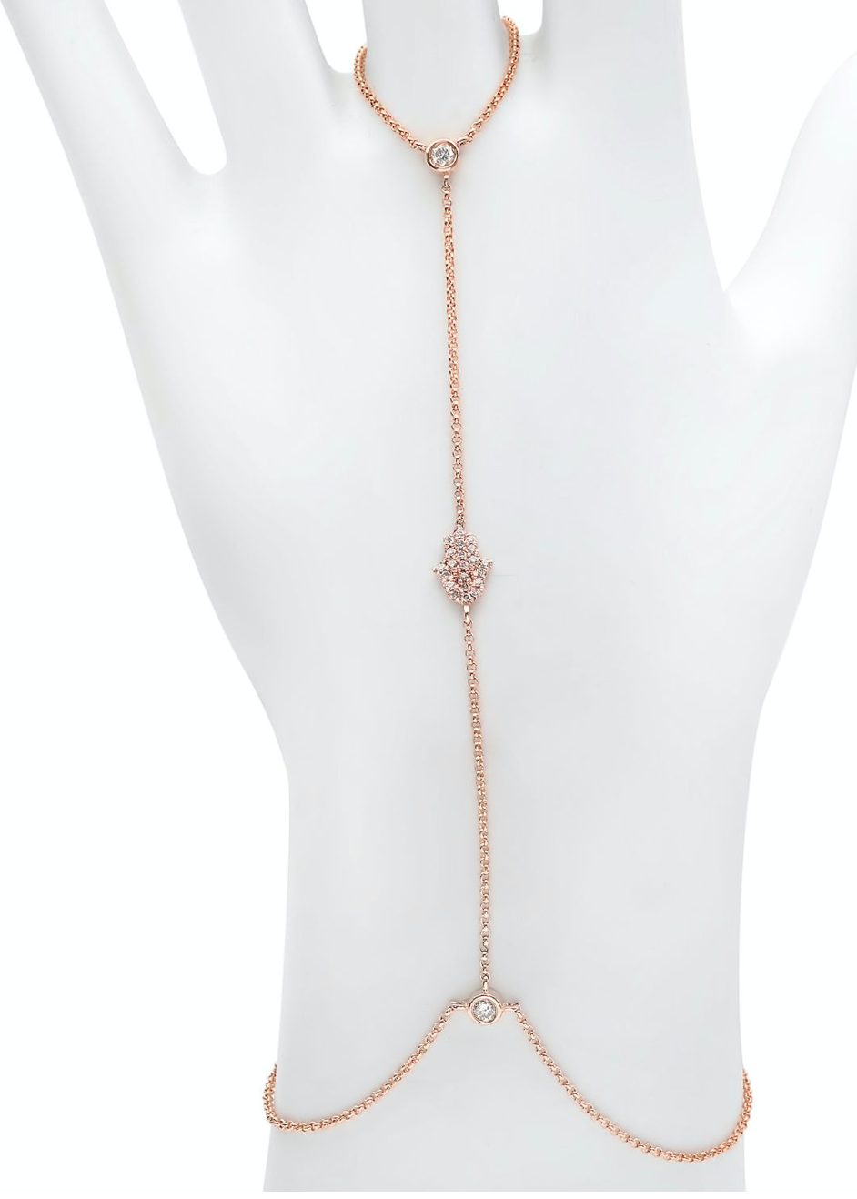 14K Gold Diamond Hamsa Hand Chain