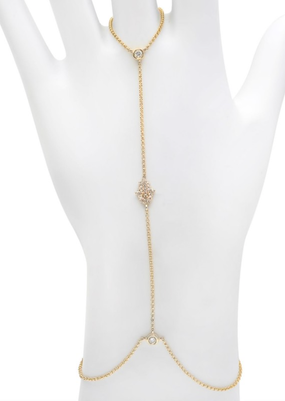 14K Gold Diamond Hamsa Hand Chain