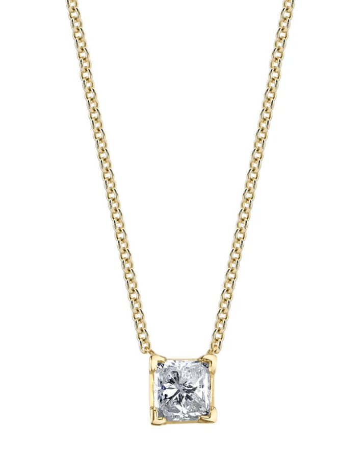 18K Radiant Solitaire Diamond Necklace