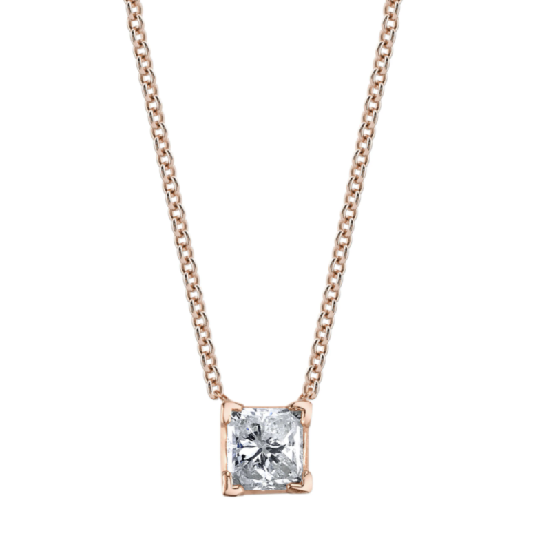 18K Radiant Solitaire Diamond Necklace