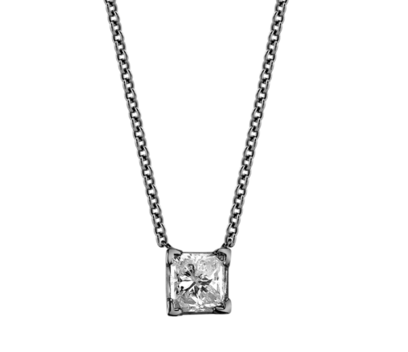 18K Radiant Solitaire Diamond Necklace