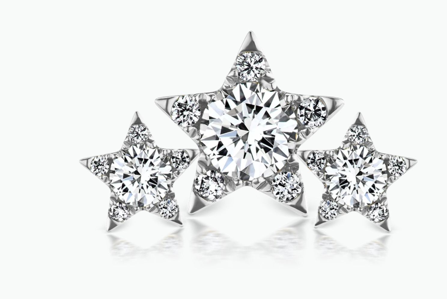 Diamond Three Star Garland Stud Earring