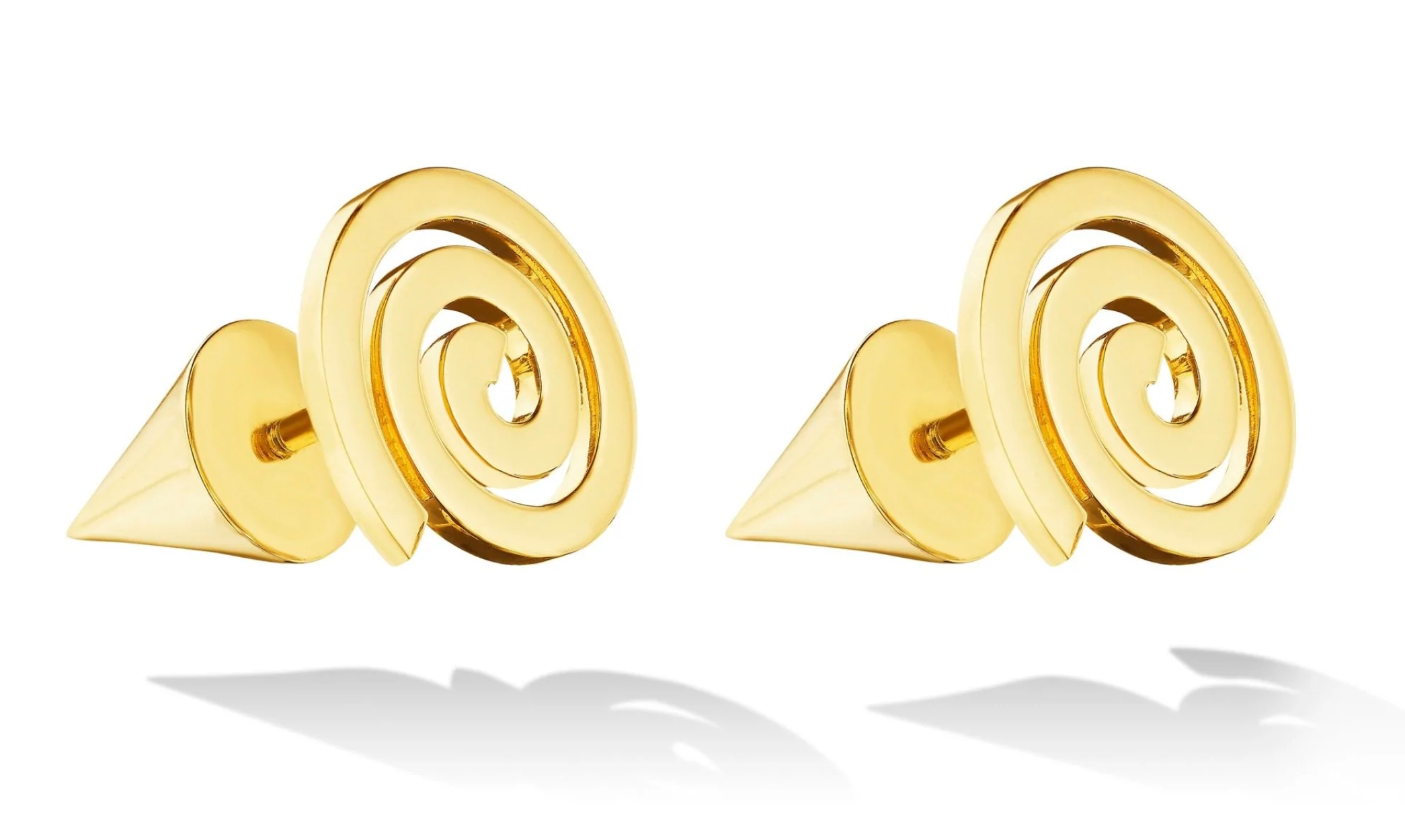 Yellow Gold Essence Stud Earrings with Cone