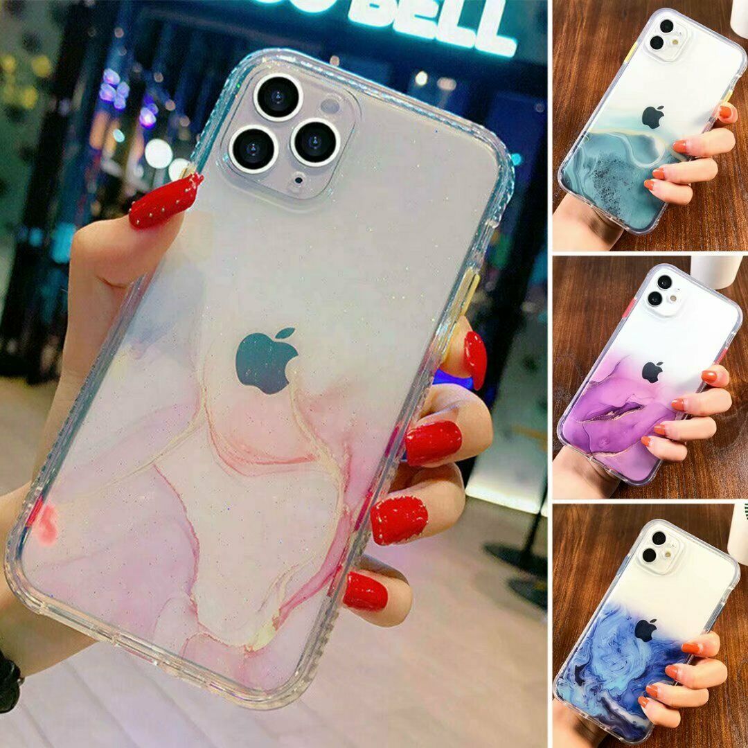 Bling Marble Clear Shockproof Cover for iPhone