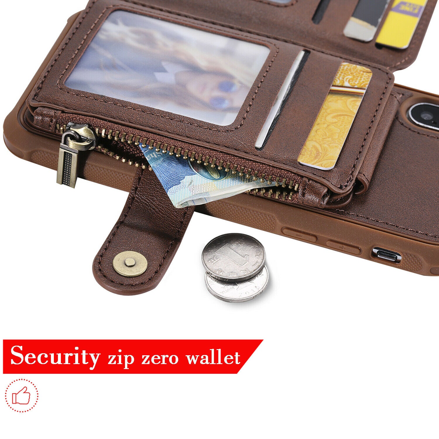 Zipper Multifunction Wallet Card Slot Leather Stand Case For iPhone