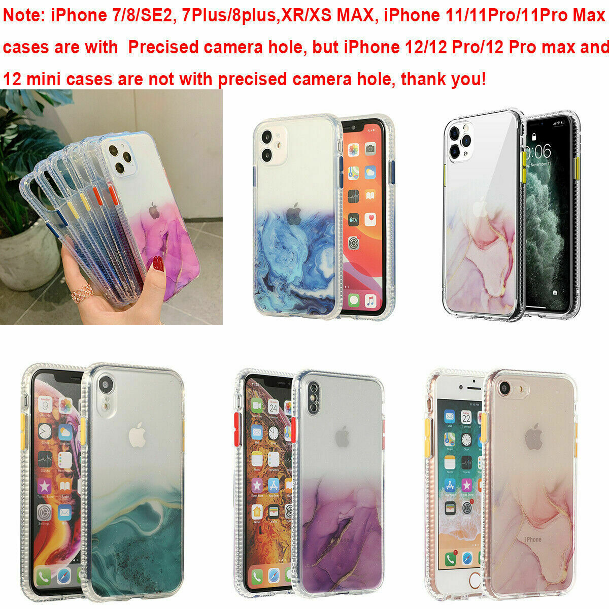 Bling Marble Clear Shockproof Cover for iPhone