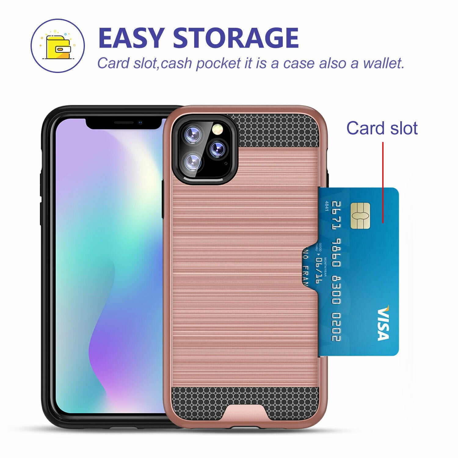 Shockproof Wallet Credit Card Pocket Holder Case For iPhone