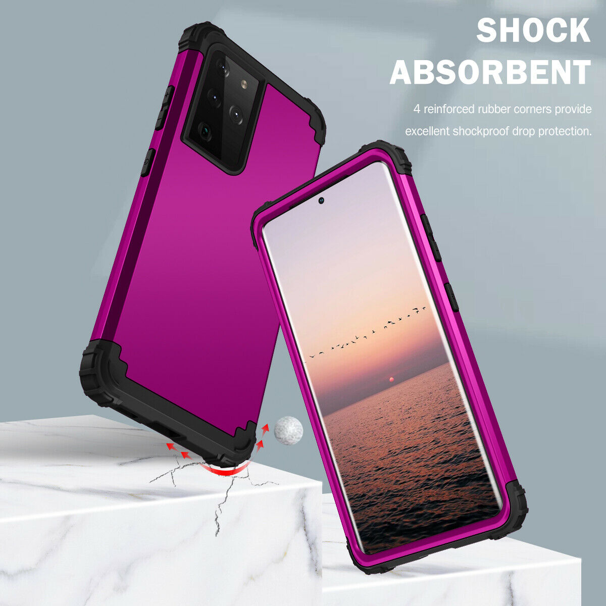 For Samsung Galaxy S21 S21 Ultra S21 Plus Hybrid Rugged Shockproof PC Case Cover