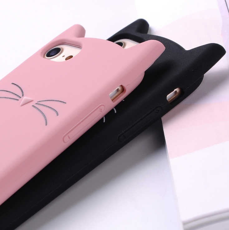 Cute Cat Silicone Fitted Cover for iPhone