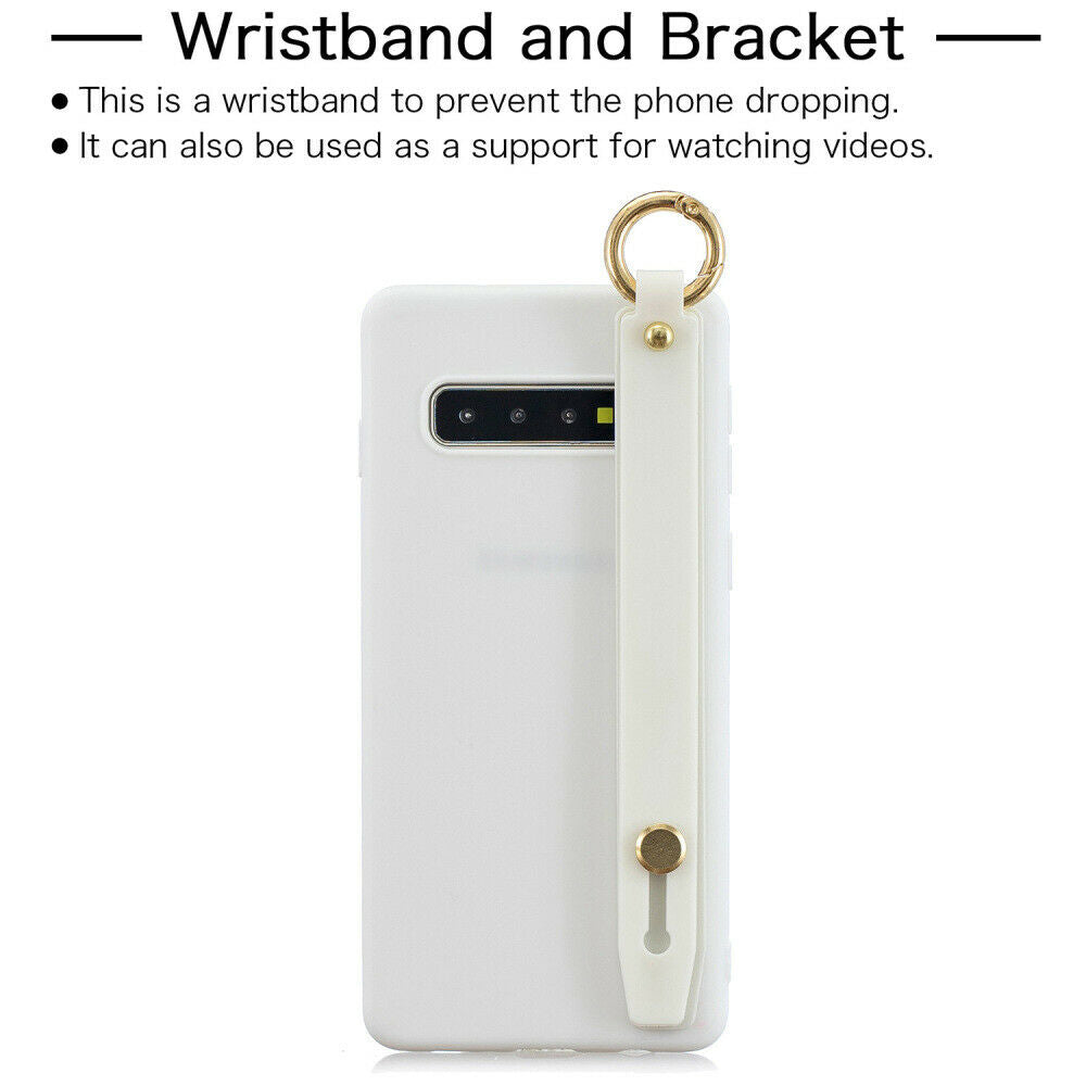 Silicone Soft Stand Cover+Wrist Strap For Samsung Galaxy