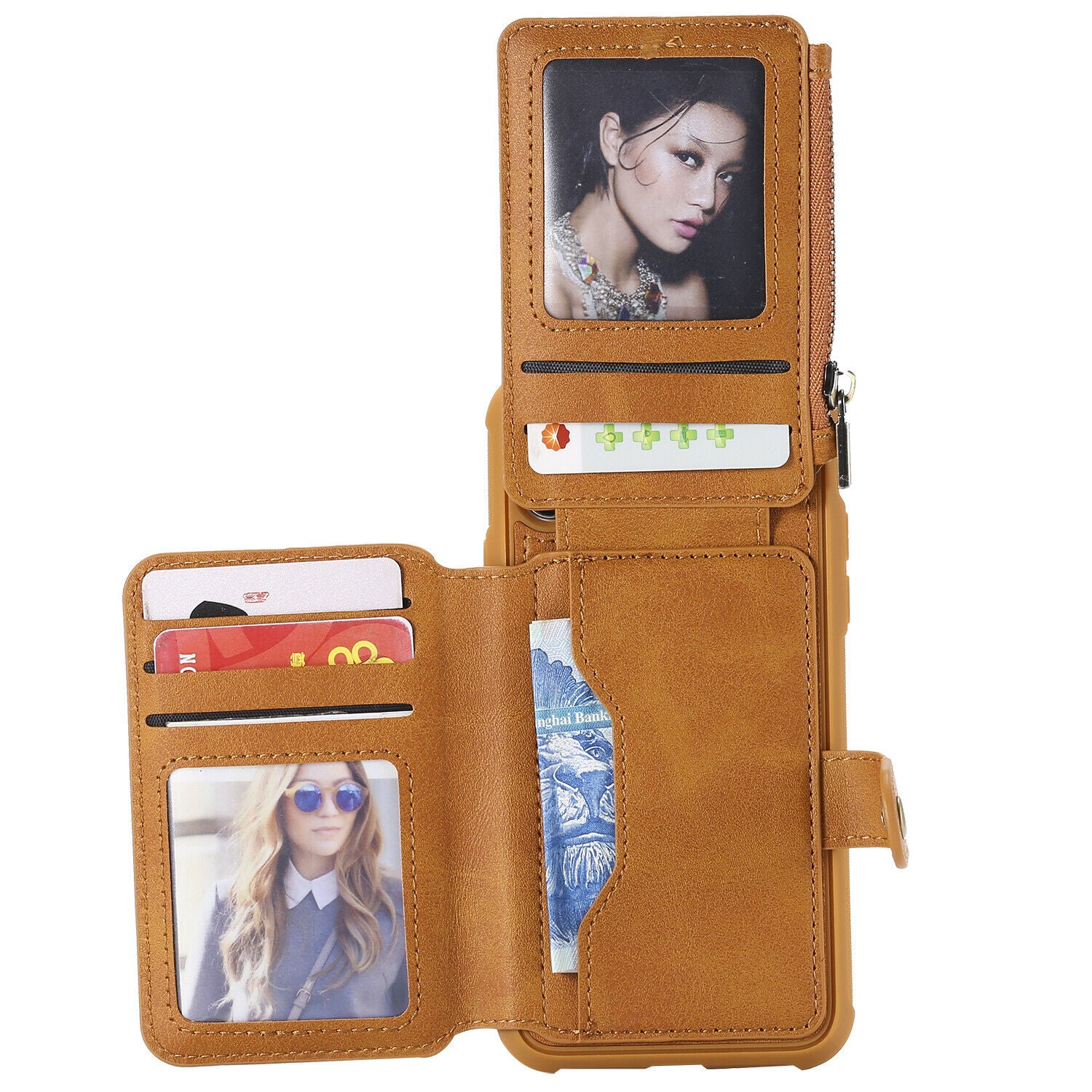 Zipper Multifunction Wallet Card Slot Leather Stand Case For iPhone