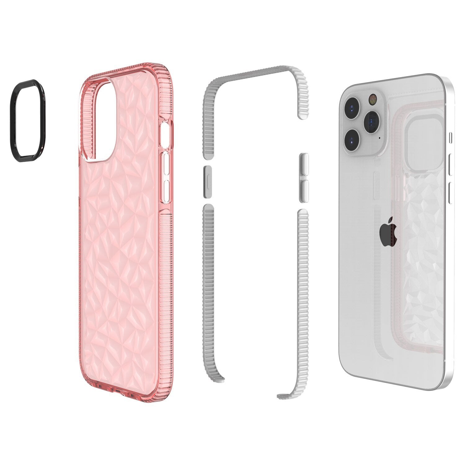 Case Crystal Clear Diamond Pattern Anti Scratch Shockproof for iPhone