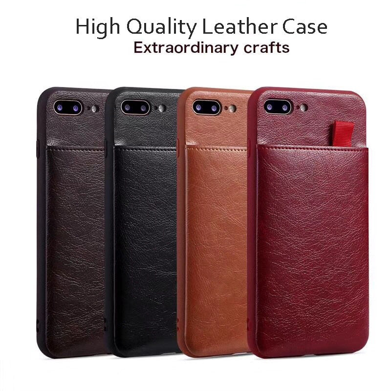 Leather Wallet Case For iPhone XR XS Max XS Card Slot Pull Pouch