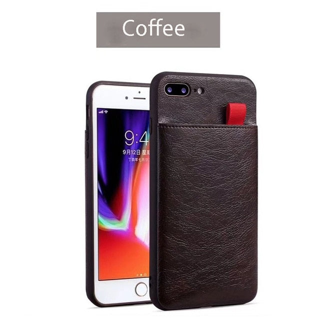 Leather Wallet Case For iPhone XR XS Max XS Card Slot Pull Pouch