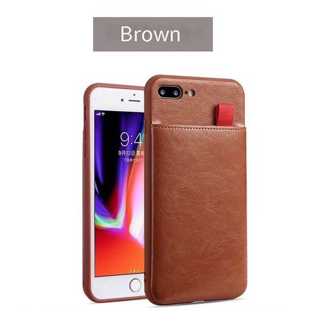 Leather Wallet Case For iPhone XR XS Max XS Card Slot Pull Pouch